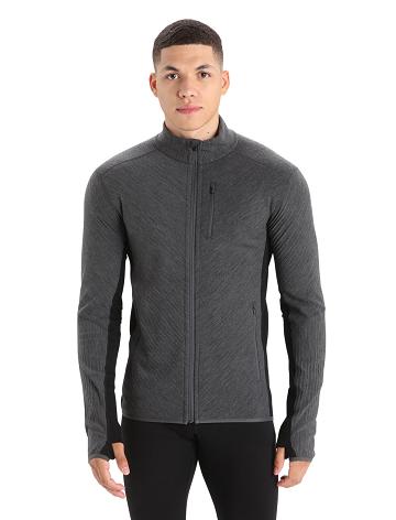 Icebreaker RealFleece™ Merino Descender Long Sleeve Zip Miesten Takki Mustat | FI 1243XYUF